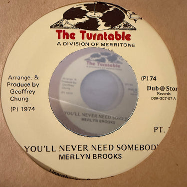 MERLYN BROOKS <br> YOU'LL NEVER NEED SOMEBODY