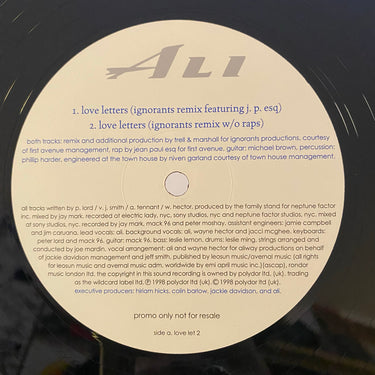 ALI <br> LOVE LETTERS