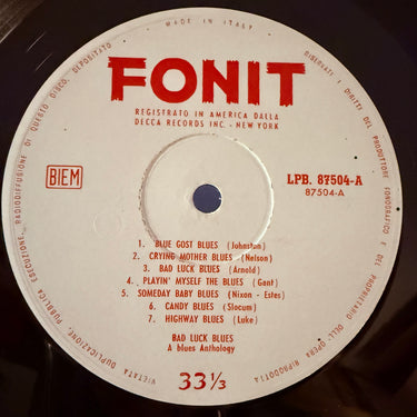 BAD LUCK BLUES <br> A BLUES ANTHOLOGY