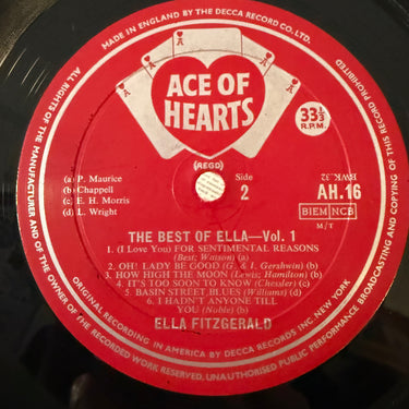ELLA FITZGERALD <br> THE BEST OF ELLA VOLUME ONE