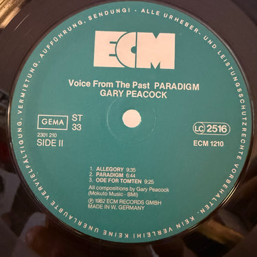 GARY PEACOCK <br> VOICE FROM THE PAST - PARADIGM