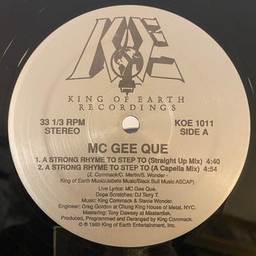 MC GEE QUE <br> A STRONG RHYME TO STEP TO