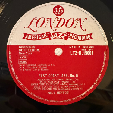 MILT HINTON <br> EAST COAST JAZZ/5