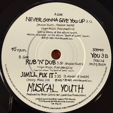 MUSICAL YOUTH <br> NEVER GONNA GIVE YOU UP