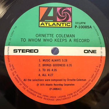 ORNETTE COLEMAN <br> TO WHOM WHO KEEPS A RECORD