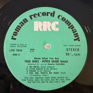THAD JONES PEPPER ADAMS QUINTET <br> MEAN WHAT YOU SAY