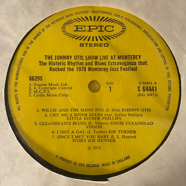 THE JOHNNY OTIS SHOW <br> LIVE AT MONTEREY!