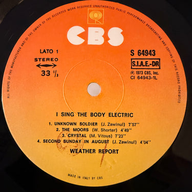 WEATHER REPORT <br> I SING THE BODY ELECTRIC